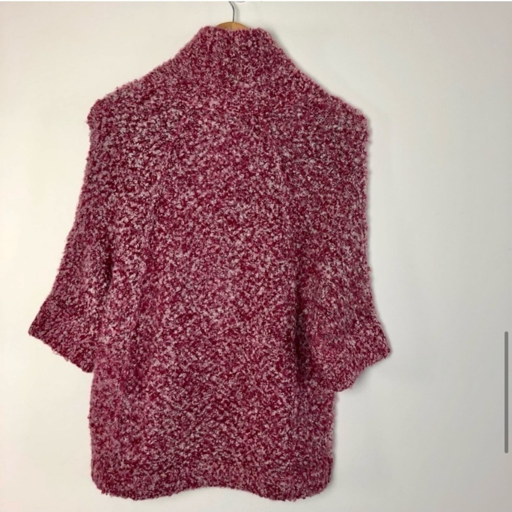 𝅺unique Mohair Knit Short Sleeve Zip Up Stretch Baggy Sweater Cardigan Coat - Picture 10 of 13